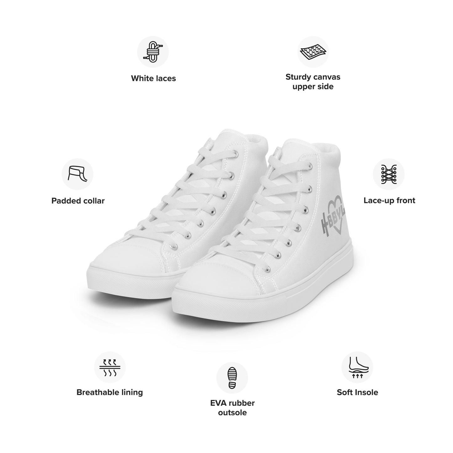Silver Logo Men’s high top canvas shoes